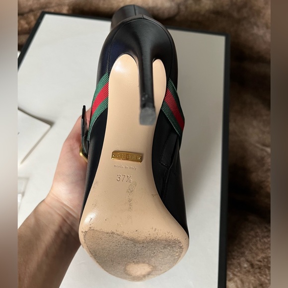 GUCCI leather boots pointy toe size 7 / 7.5 excellent 37.5 strap buckle booties - Picture 8 of 13